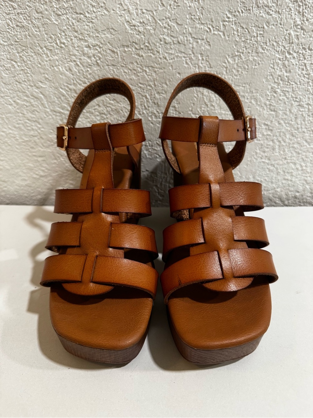 Limelight Tan Strappy Wedge Sandals - Picture 2 of 6